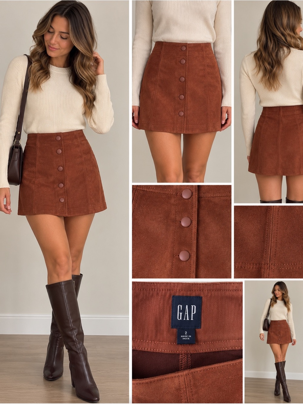 GAP Brown A-Line Mini Skirt Casual